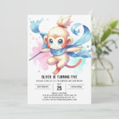 Woodland Editable Monkey Birthday Einladung (Stehend Vorderseite)