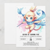 Woodland Editable Monkey Birthday Einladung (Vorne/Hinten)