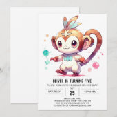Woodland Editable Monkey Birthday Einladung (Vorne/Hinten)