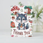 Woodland Editable Wolf Dankeskarte (Stehend Vorderseite)