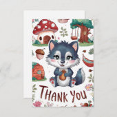 Woodland Editable Wolf Dankeskarte (Vorne/Hinten)