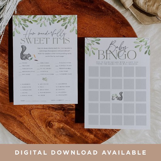 Woodland Eichhörnchen Doppel Baby Duschkarte Einladung