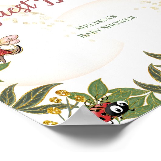 Woodland Enchanted Fairy Ladybug Gästebuchplakat Poster (Ecke)