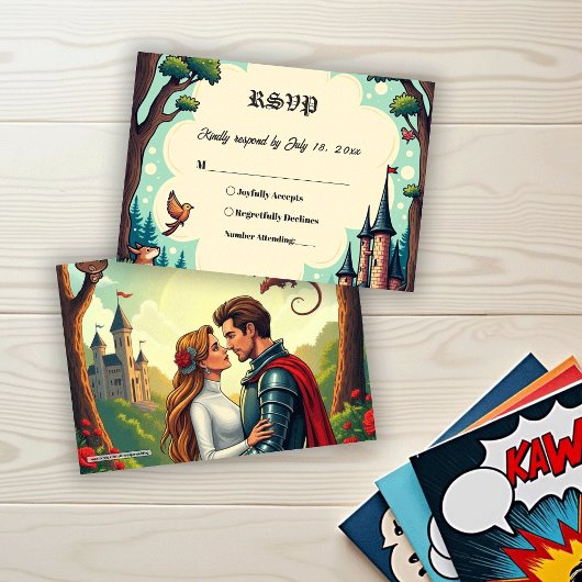 Woodland Enchanted Forest Castle Fairytale Wedding RSVP Karte
