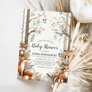 Woodland Enchanting Babydusche Einladung