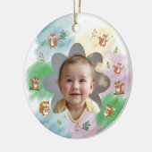 Woodland Erste Weihnachtsdekoration des Fotos Keramik Ornament (Links)