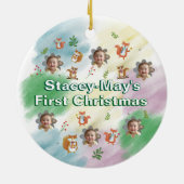 Woodland Erste Weihnachtsdekoration des Fotos Keramik Ornament (Hinten)