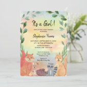 Woodland Es ist eine Mädchenwaldfreunde Kinderdusc Einladung (Stehend Vorderseite)