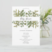 Woodland Eucalyptus Greenery Baby Shower Einladung (Stehend Vorderseite)