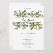 Woodland Eucalyptus Greenery Baby Shower Einladung (Vorne/Hinten)