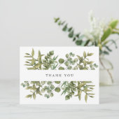Woodland Eukalyptus Greenerity Wedding Vielen Dank Dankeskarte (Stehend Vorderseite)