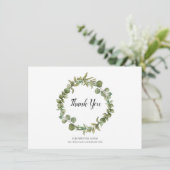 Woodland Eukalyptus Greenerity Wedding Vielen Dank Dankeskarte (Stehend Vorderseite)