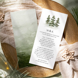 Woodland Evergreen Wedding Program Card Werbekarte