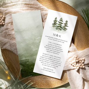 Woodland Evergreen Wedding Program Card Werbekarte