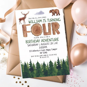 Woodland Explorer 4. Geburtstag Einladung