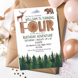 Woodland Explorer 4. Geburtstag Einladung
