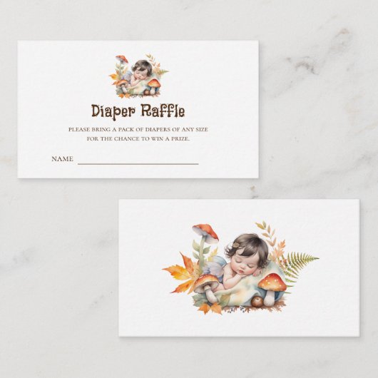 Woodland Fairy Baby Dusche Windeln Raffel Tickets Begleitkarte (Vorne/Hinten)