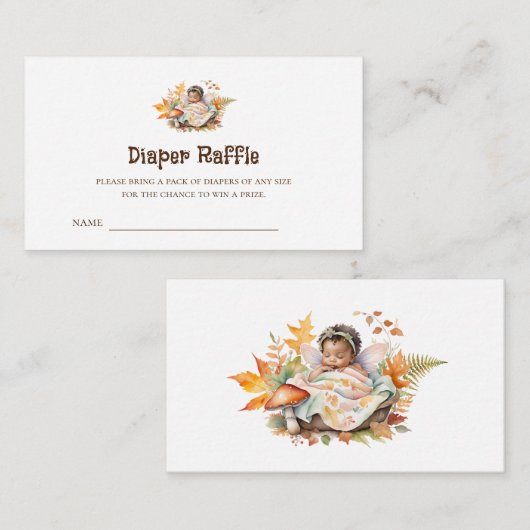 Woodland Fairy Baby Dusche Windeln Raffel Tickets Begleitkarte (Vorne/Hinten)