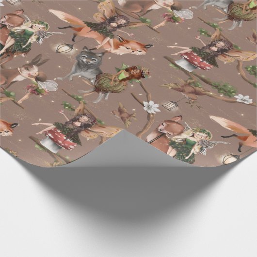 Woodland Fairy Birthday Baby Dusche Geschenkpapier (Ecke)