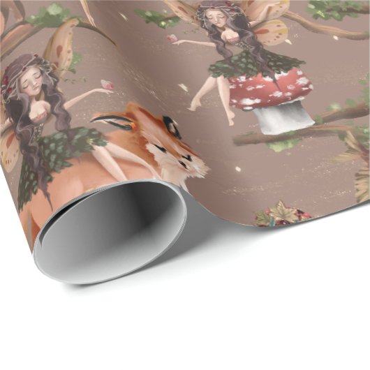 Woodland Fairy Birthday Baby Dusche Geschenkpapier (Rolleneckpunkt)