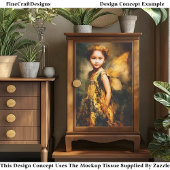 Woodland Fairy Child, Blume Crown EG5L Decoupage Seidenpapier