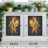 Woodland Fairy Child, Blume Crown EG5L Decoupage Seidenpapier
