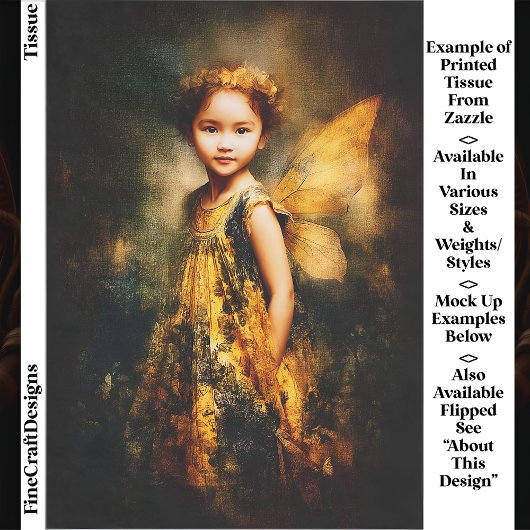 Woodland Fairy Child, Blume Crown EG5L Decoupage Seidenpapier
