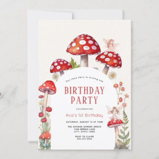 Woodland Fairy Mushroom Geburtstag Einladung