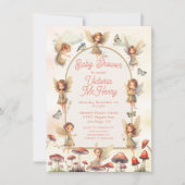Woodland Fairy Toadstool Babydusche Einladung (Vorderseite)
