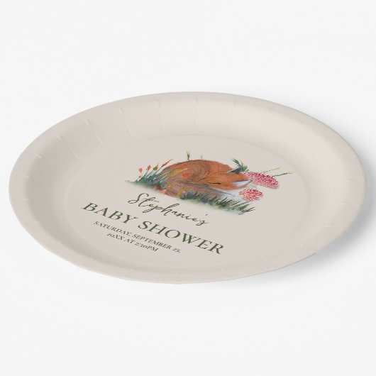 Woodland Fall Baby Dusche | HÜTTE Pappteller (Schrägansicht)