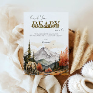 Woodland Fall Mountain Bear Baby Shower Beary viel Dankeskarte