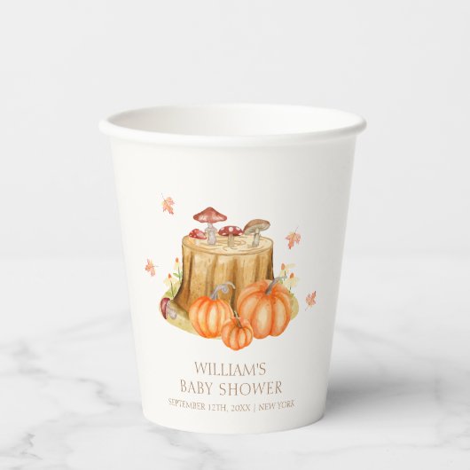 Woodland Fall Pumpkin Mushroom Kinderdusche Pappbecher (Vorderseite)