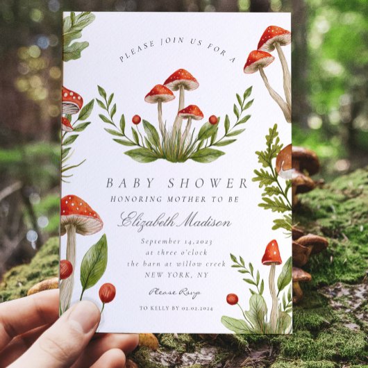 Woodland Fall Wasserfarbenpufferraum Kinderdusche Einladung