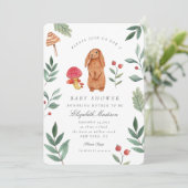 Woodland Fall Watercolor Bunny Baby Dusche Einladung (Stehend Vorderseite)