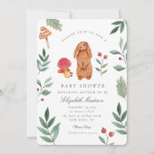 Woodland Fall Watercolor Bunny Baby Dusche Einladung (Vorderseite)