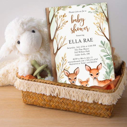Woodland Family Baby Dusche Einladung