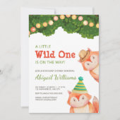 Woodland Family Fox Kinderdusche Wild One Einladung (Vorderseite)