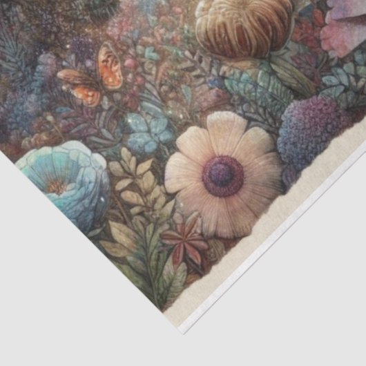 Woodland Fantasy Blume Einhorn Decoupage Seidenpapier (Ausschnitt)