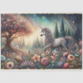 Woodland Fantasy Blume Einhorn Decoupage Seidenpapier (Vorderseite)