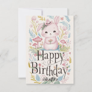 Woodland farbenfroh Bunny Digital Geburtstag Karte