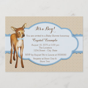 Woodland Fawn Babydusche Einladung