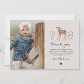 Woodland Fawn Blume Foto Danke Karte (Vorderseite)