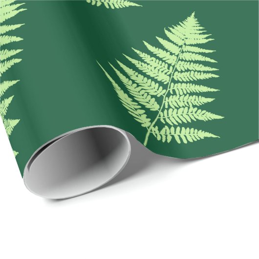 Woodland Fern 1, Smaragd und leicht grün Geschenkpapier (Rolleneckpunkt)