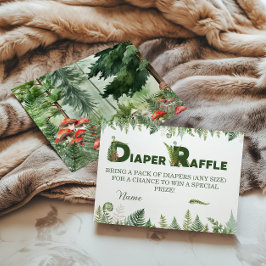 Woodland Fern & Mushroom Diaper Raffle Forest Begleitkarte