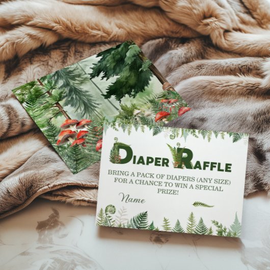 Woodland Fern & Mushroom Diaper Raffle Forest Begleitkarte
