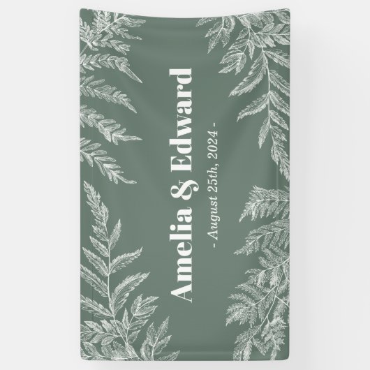 Woodland Fern Wedding Welcome Green Banner (Vertikal)