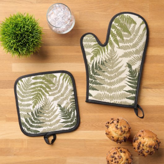 Woodland Ferns Ofenhandschuh & Topflappen-Set (Oben Unten)