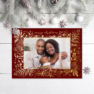 Woodland Ferns Pine Cone Folien Feiertagskarte