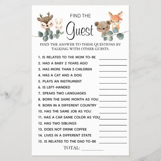 Woodland Finde die Gästebuchskarte Flyer (Vorne)