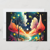 Woodland Fireflies Dreamy Night Baby Dusche Einladung (Rückseite)